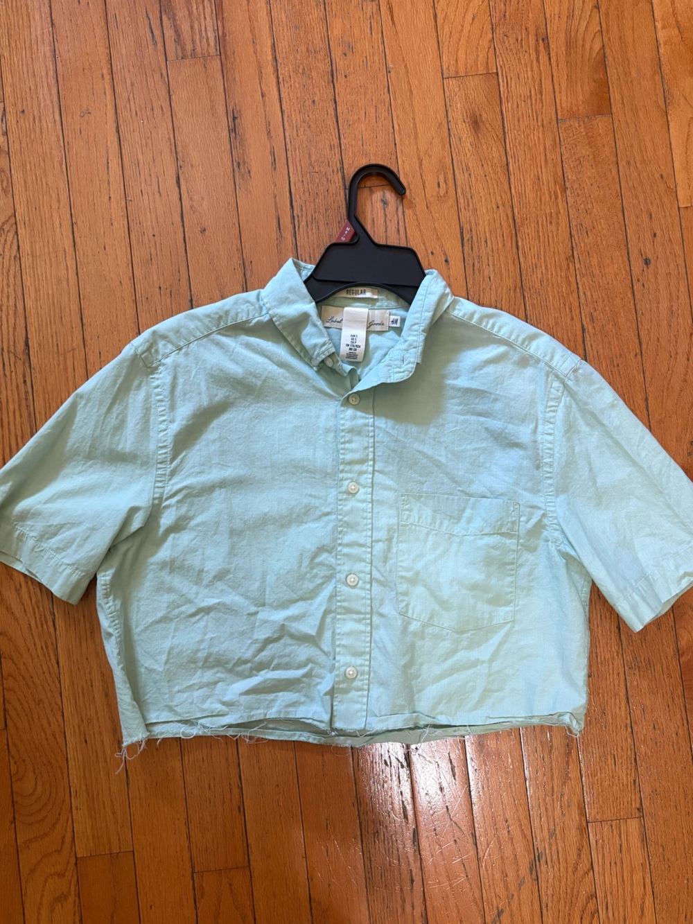 H&M Light Mint Cropped Button-Down Shirt